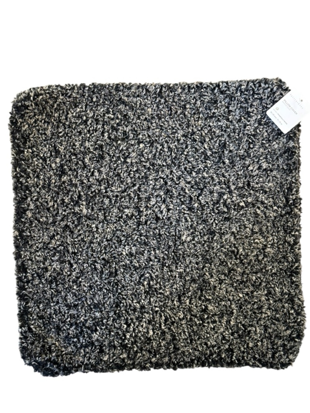 Pottery Barn Cozy Teddy Pillow Cover Fur Heathered Charcoal 20x20” NEW